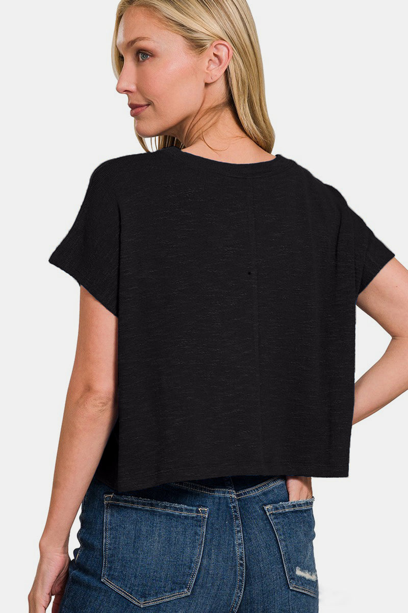 Round Neck Short Sleeve Crop T-Shirt