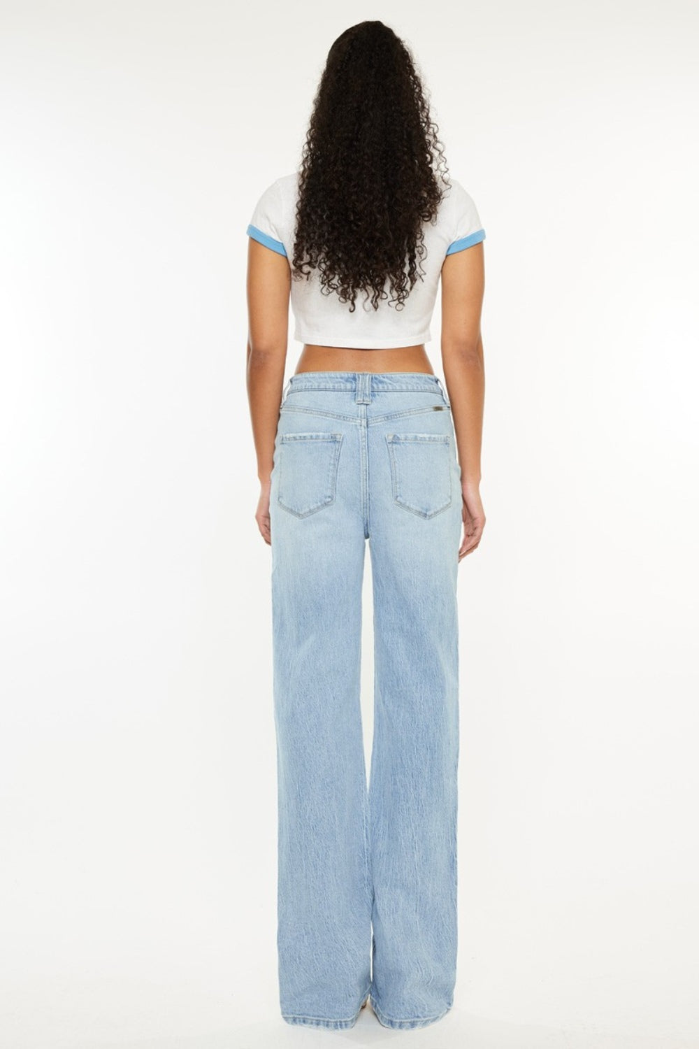 Distressed High Waist Straight Jeans