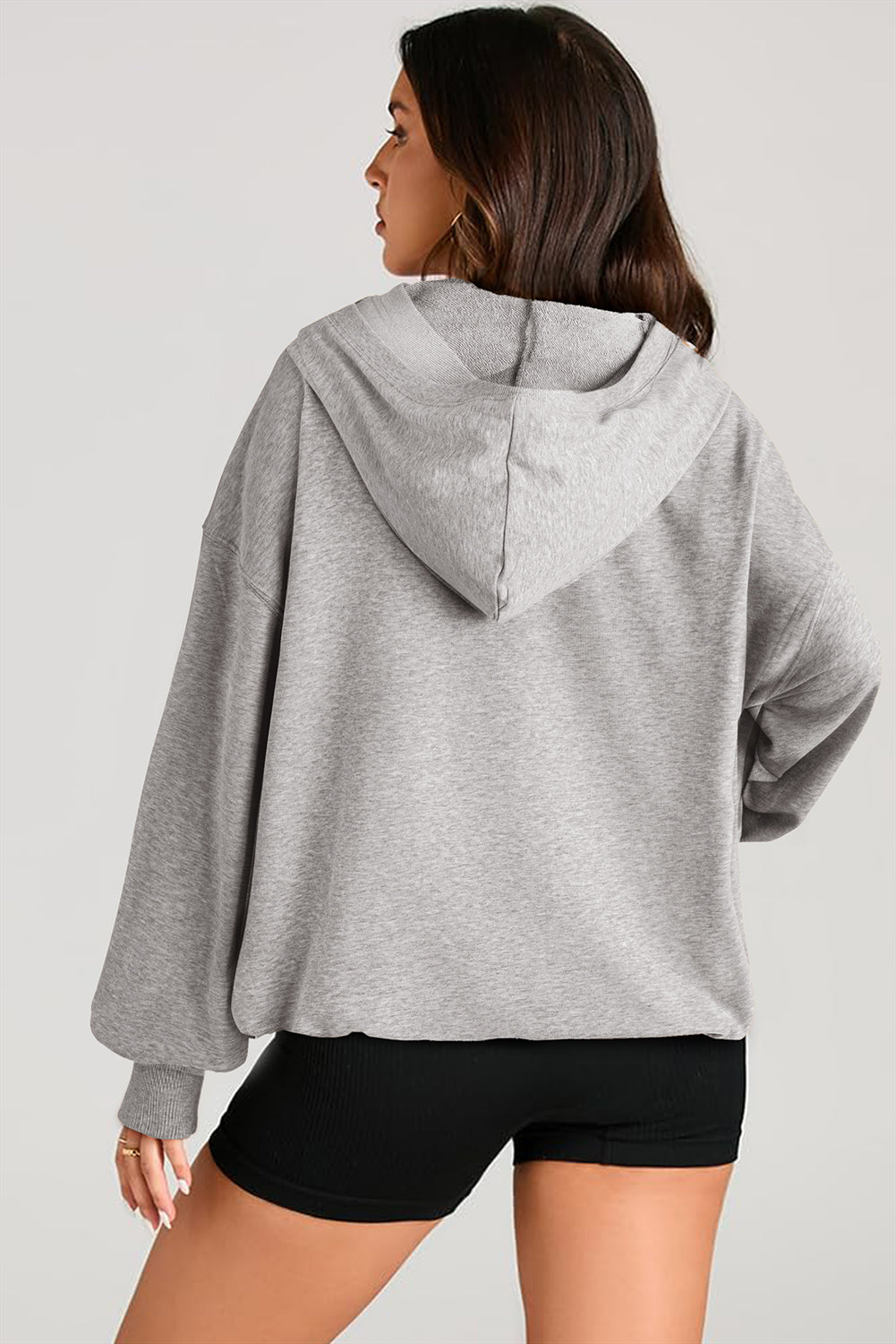 Pocketed Half Zip Long Sleeve Hoodie