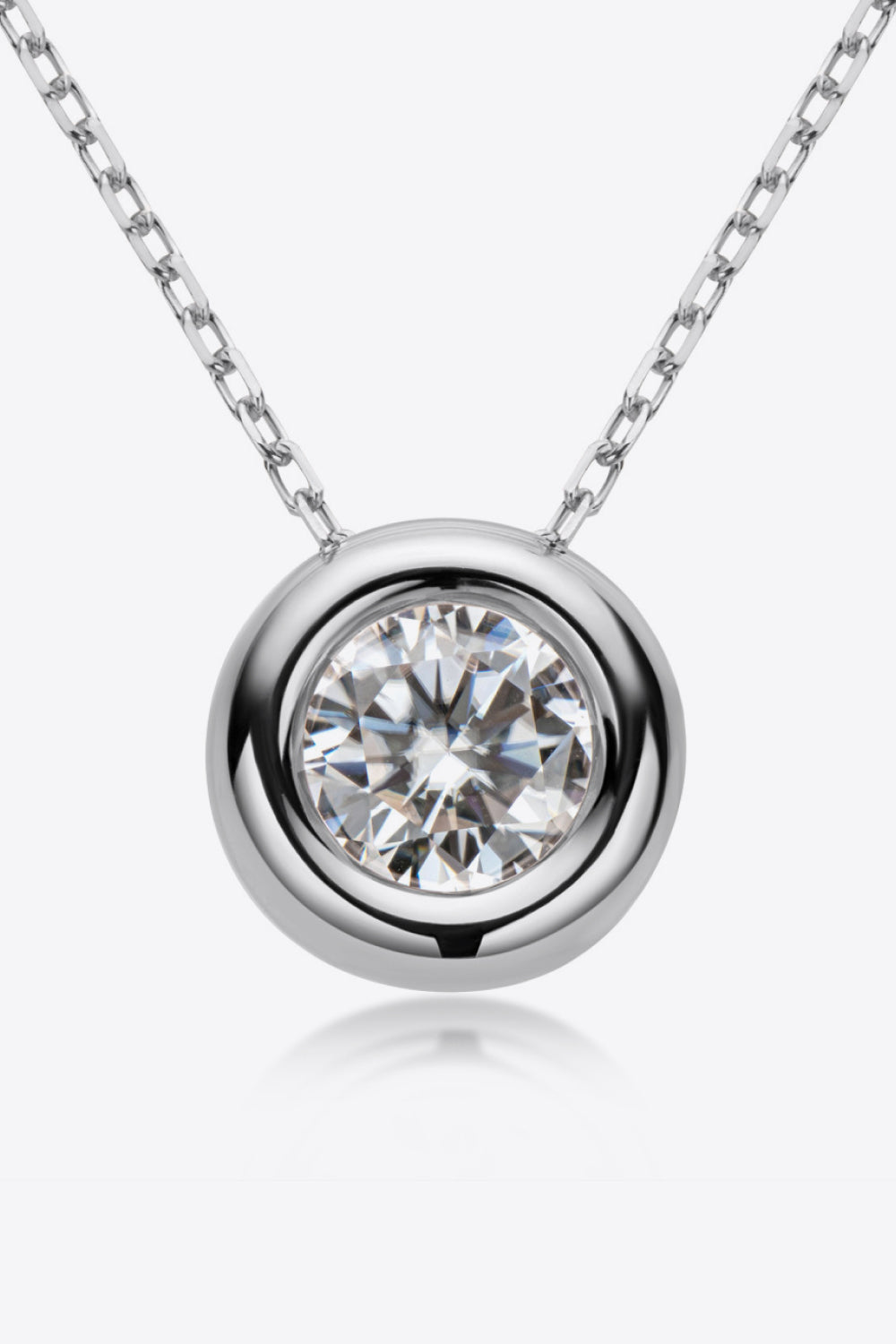 Adored Chain Necklaces Silver / One Size Baeful 1 Carat Moissanite Pendant 925 Sterling Silver Necklace