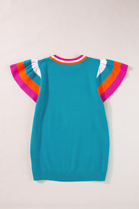 Color Block Round Neck Knit Top