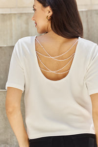 And The Why Pearly White Full Size Criss Cross Open Back T-Shirt