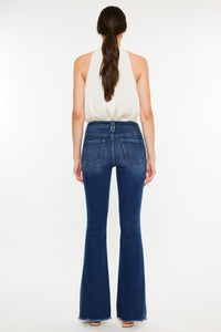 Cat's Whiskers Raw Hem Flare Jeans