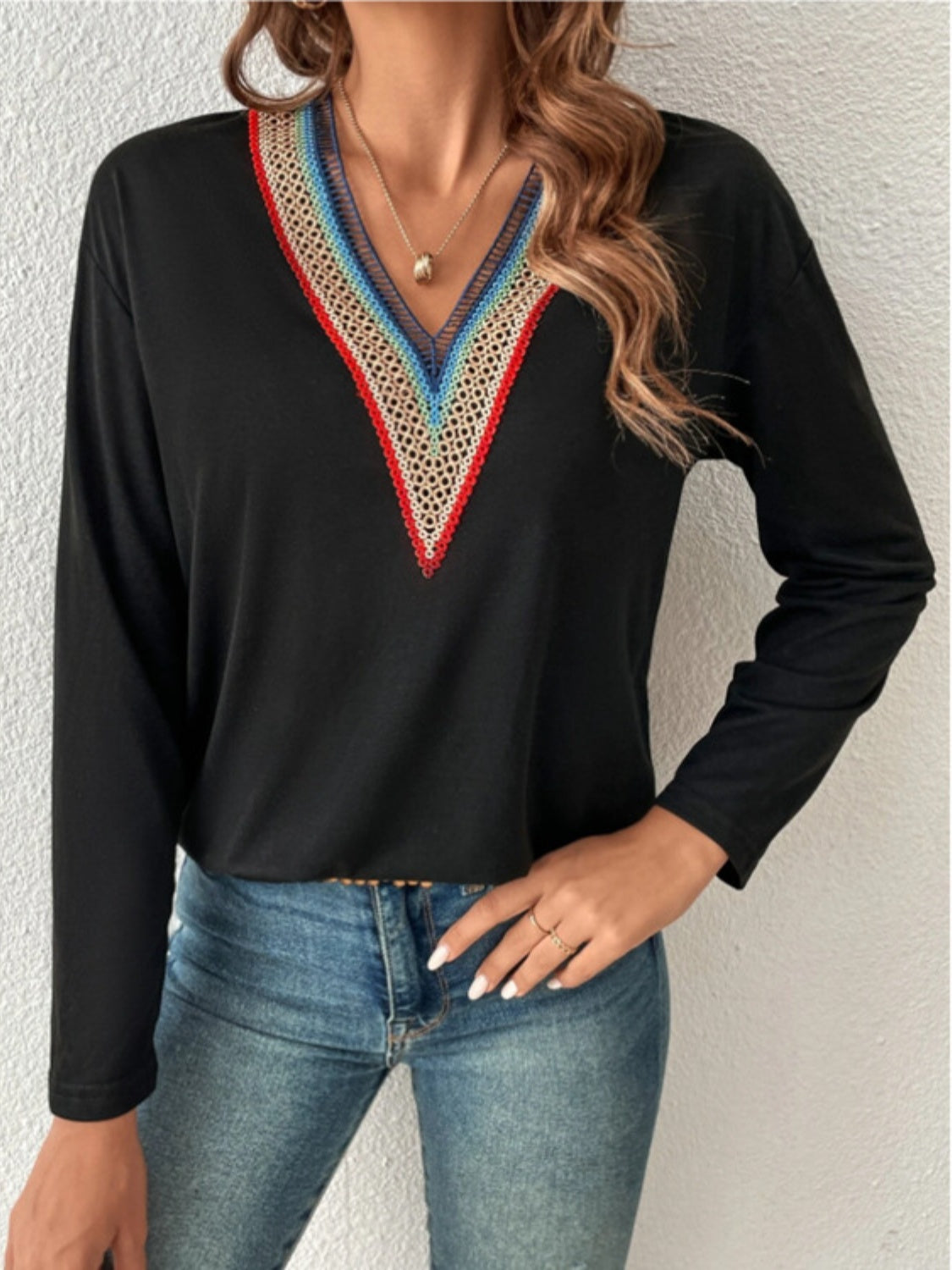 V-Neck Long Sleeve T-Shirt