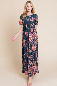 Floral Short Sleeve Maxi Dress