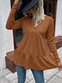 Ivy Lane Waffle-Knit V-Neck Long Sleeve Blouse