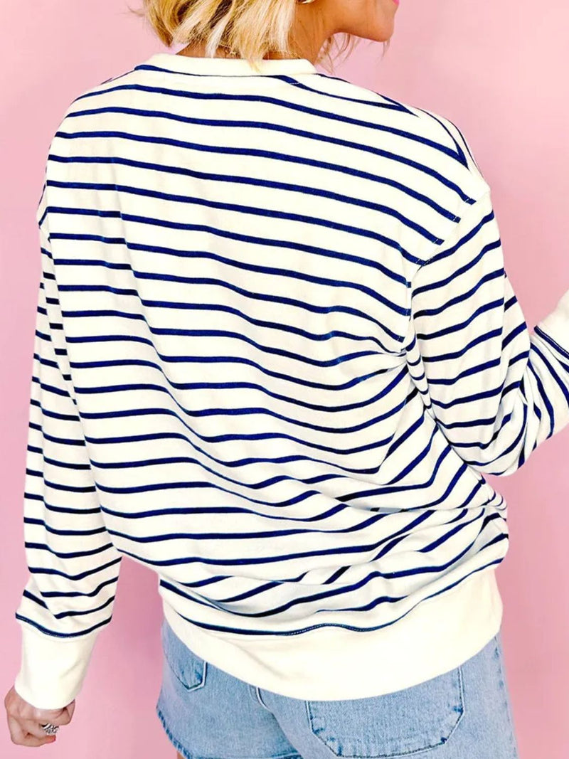 FIRECRACKER Striped Long Sleeve Sweatshirt