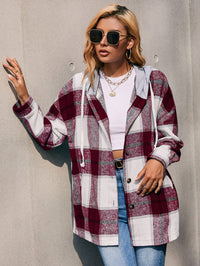 Ivy Lane Plaid Dropped Shoulder Hooded Jacket