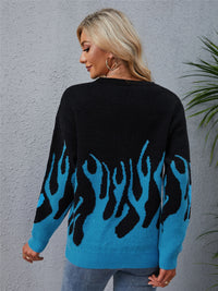 Angel Wings Printed Round Neck Long Sleeve Sweater