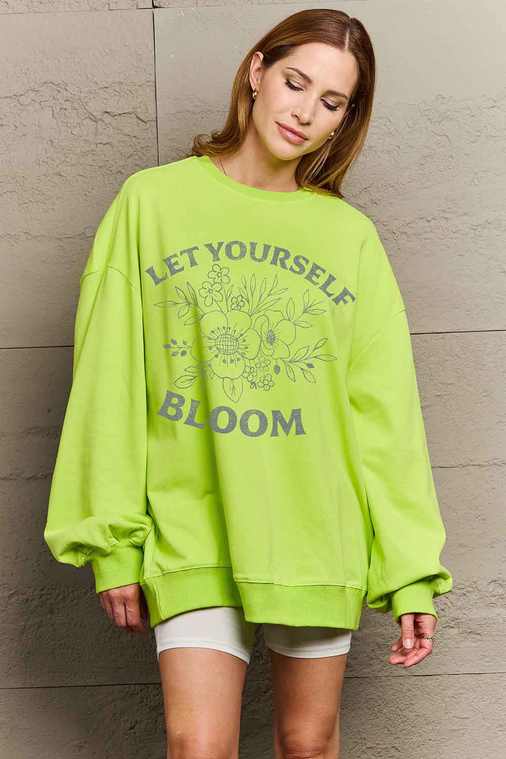 Full Size LET YOURSELF BLOOM Graphic Sweatshirt