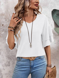 Half Sleeve V-Neck Blouse