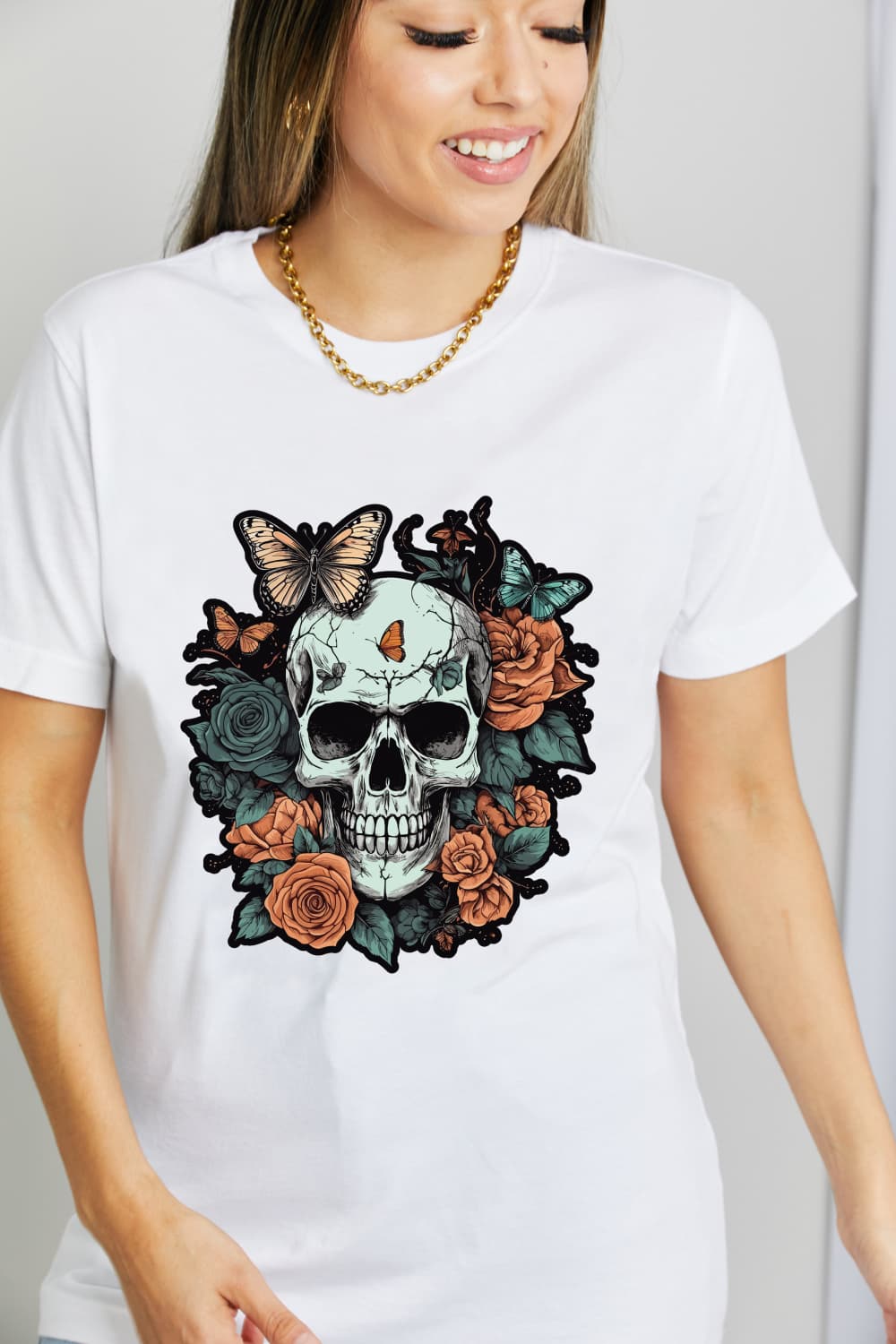 Full Size Skull Graphic Cotton T-Shirt