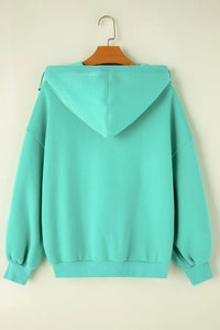 Pocketed Half Zip Long Sleeve Hoodie