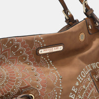 Side Braided Tassel Inlaid Rhinestone Embroidery Hobo Bag