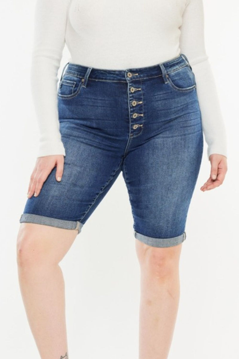 Full Size Cat's Whiskers Button Fly Denim Shorts