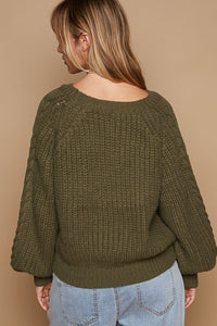 Cable Knit Cutout Long Sleeve Sweater