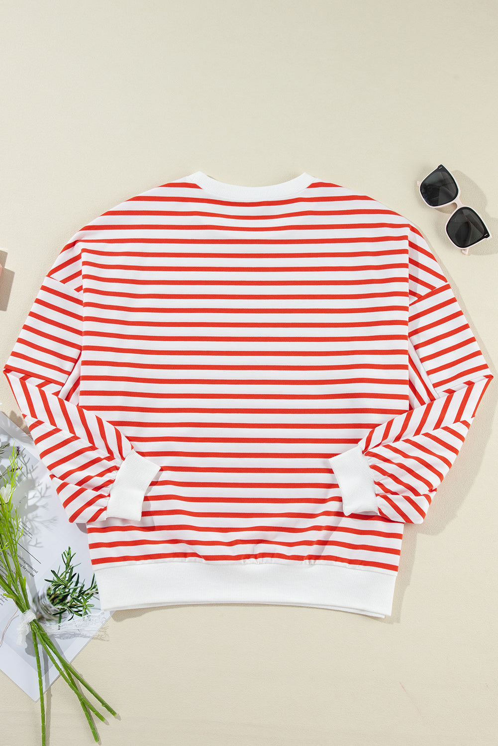 Striped Dropped Shoulder Long Sleeve Sweatshirt