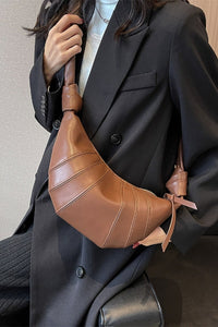 Vegan Leather Croissant Crossbody Bag