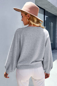 Devine Balloon Sleeve Henley Sweatshirt