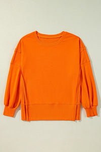 Exposed Seam Round Neck Long Sleeve Sweatshirt