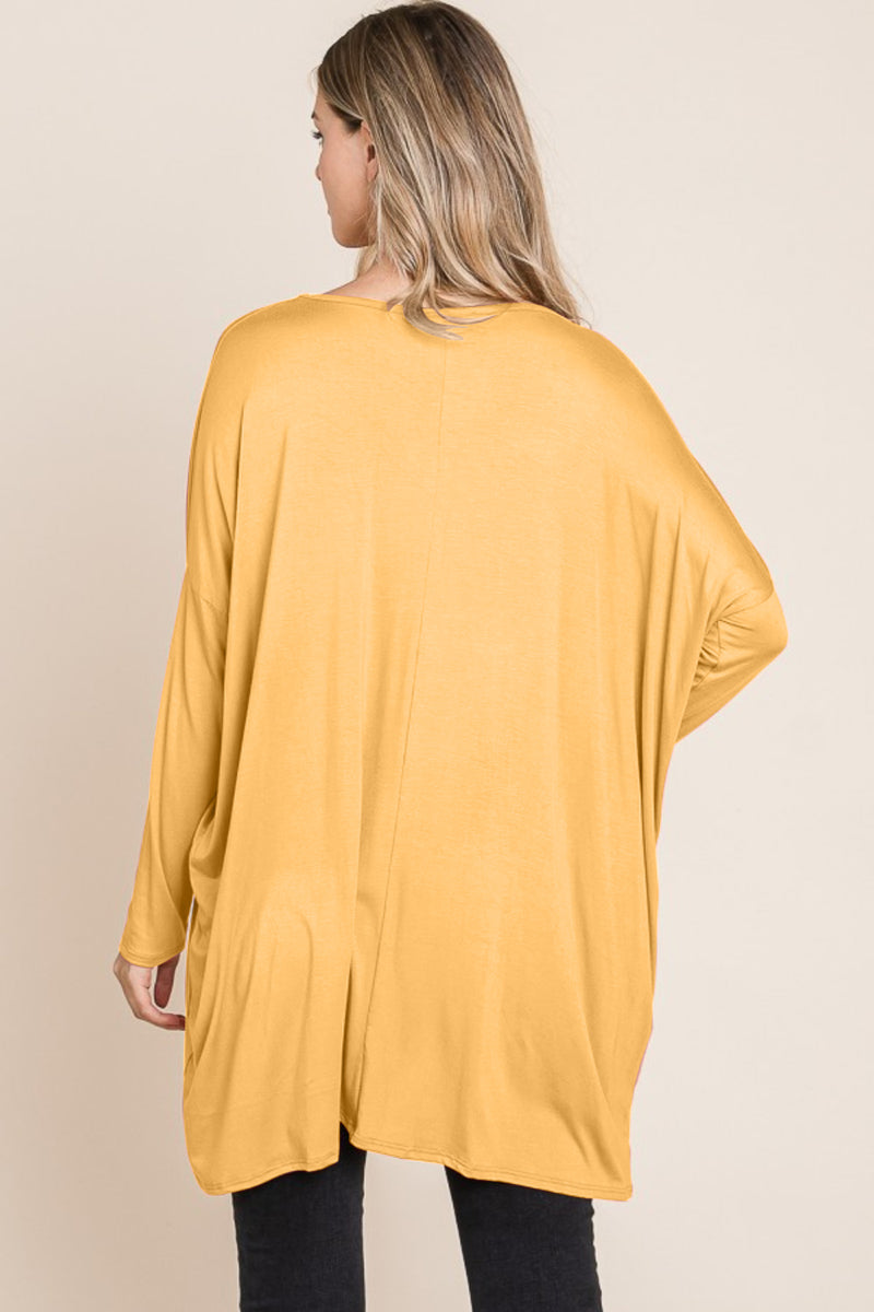 BOMBOM Round Neck Long Sleeve Oversized Top