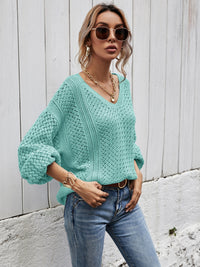 Angel Wings V-Neck Dropped Shoulder Sweater