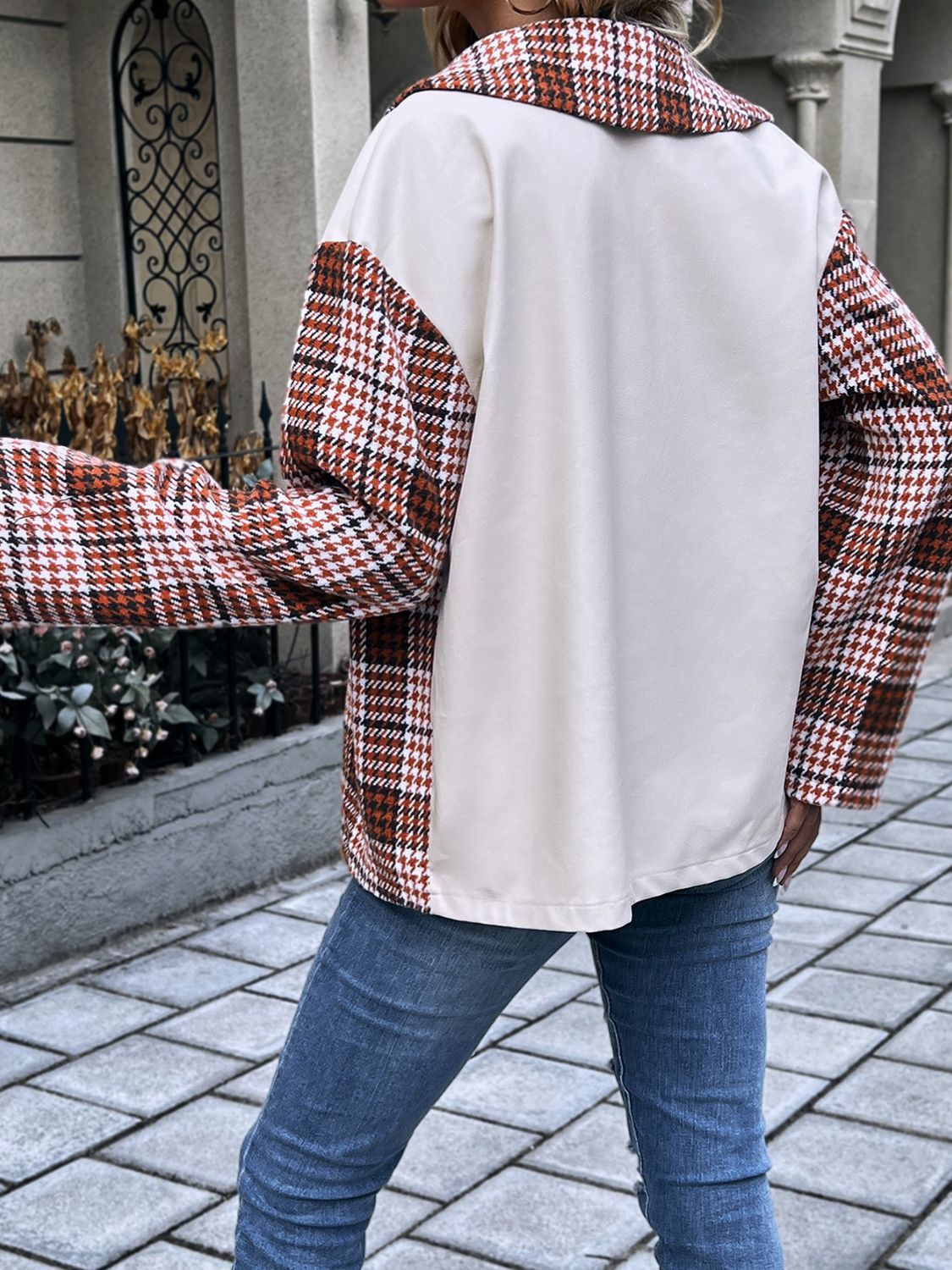 Ivy Lane Plaid Collared Neck Drop Shoulder Jacket