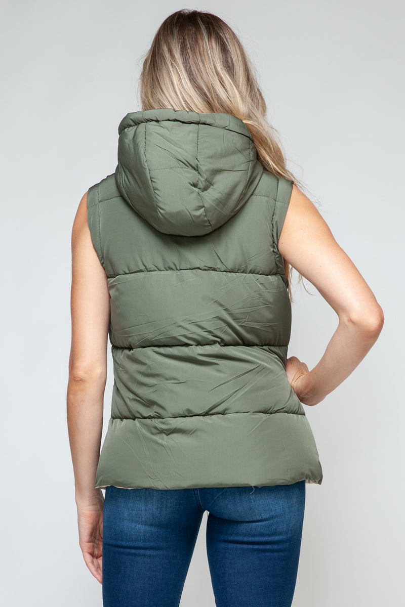 Snobbish Snap and Zip Closure Hooded Vest