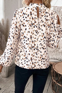 Printed Mock Neck Long Sleeve Blouse