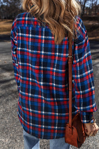 Pocketed Plaid Collared Neck Long Sleeve Shacket