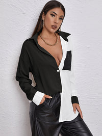 Contrast Dropped Shoulder Long Sleeve Shirt