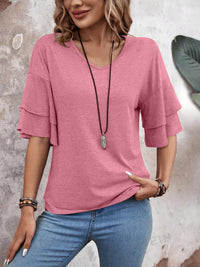 Half Sleeve V-Neck Blouse