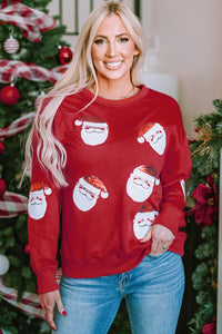 Sequin Santa Patch Round Neck Sweatshirt