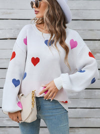 Angel Wings Heart Round Neck Long Sleeve Sweater