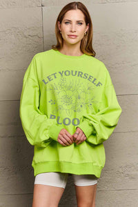 Full Size LET YOURSELF BLOOM Graphic Sweatshirt
