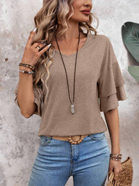 Half Sleeve V-Neck Blouse