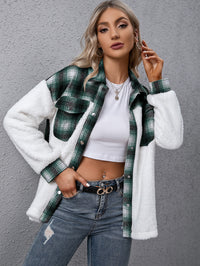 Ivy Lane Plaid Collared Neck Button Down Jacket