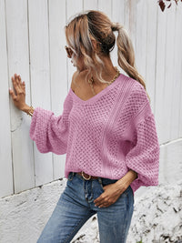 Angel Wings V-Neck Dropped Shoulder Sweater