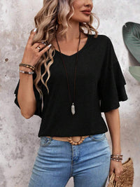 Half Sleeve V-Neck Blouse