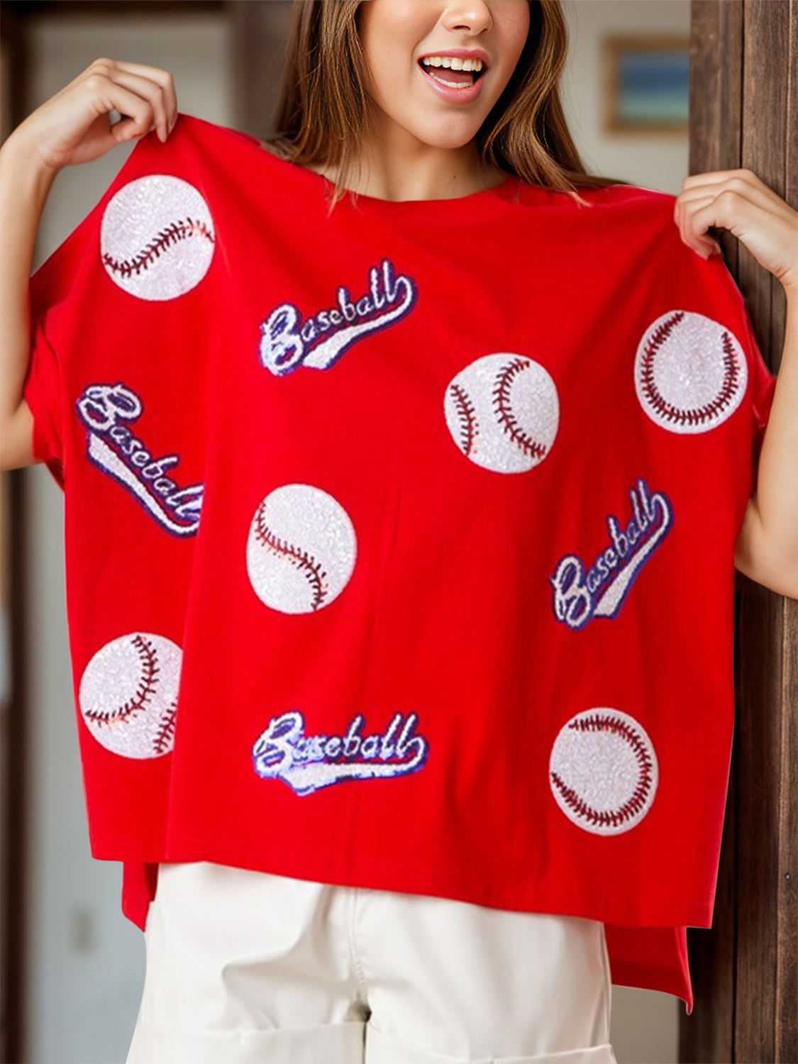 Baseball Round Neck Half Sleeve T-Shirt
