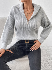 Honey Half Zip Dropped Shoulder Sweater