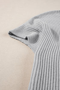Slit Round Neck Short Sleeve Knit Top