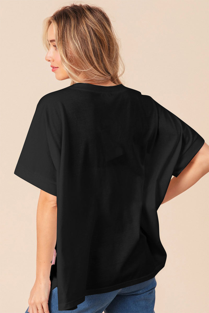 Short Sleeve Sequin Bow Patch T-Shirt