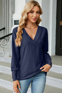 V-Neck Lantern Sleeve T-Shirt