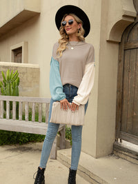 Angel Wings Color Block Dropped Shoulder Sweater