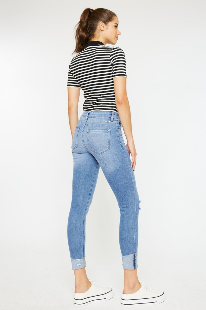 Distressed Cat's Whiskers Button Fly Jeans