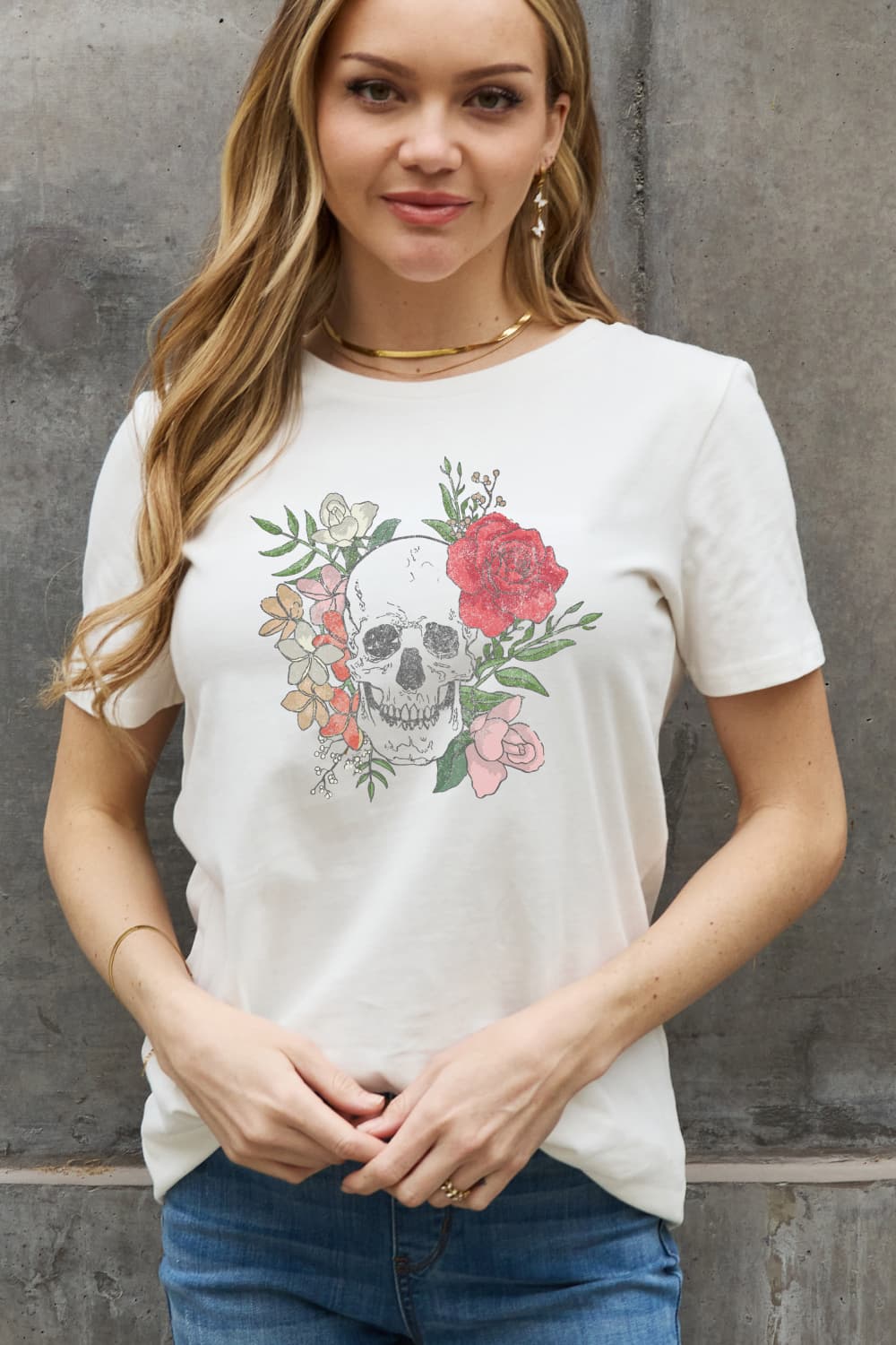 Full Size Skull Graphic Cotton Tee