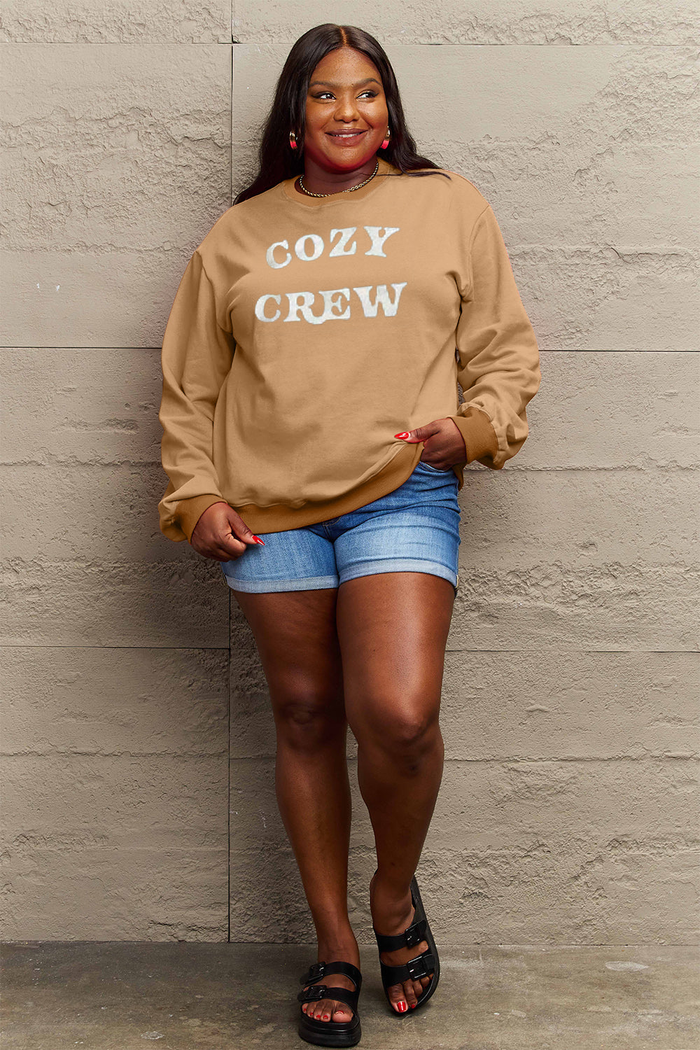 Full Size COZY GREW Graphic Sweatshirt