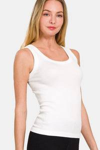 2 Way Neckline Washed Ribbed Tank