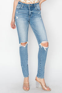 Full Size High Rise Knee Distressed Skinny Jeans